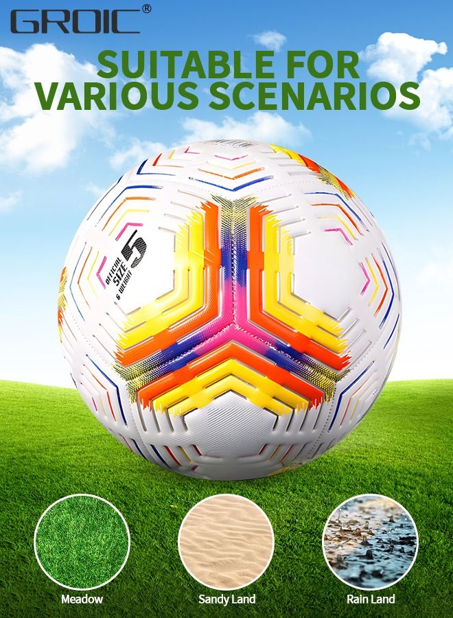 Soccer Ball Size 5，Football with Star Pattern Official Size Soccer Balls for Training,Playing,Waterproof Professional Outdoor Indoor and Match Balls