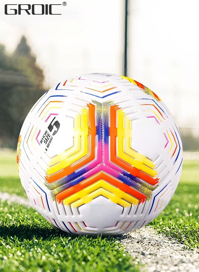 Soccer Ball Size 5，Football with Star Pattern Official Size Soccer Balls for Training,Playing,Waterproof Professional Outdoor Indoor and Match Balls