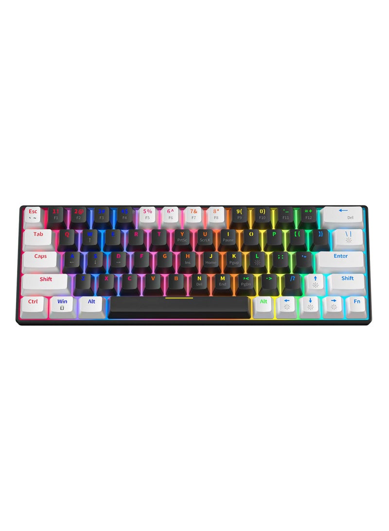 63 Keys Wired Mechanical Gaming Keyboard RGB Backlit Ultra-Compact Mini Keyboard Waterproof Mini Compact Keyboard for PC/ Mac Gamer Typist Travel Easy to Carry