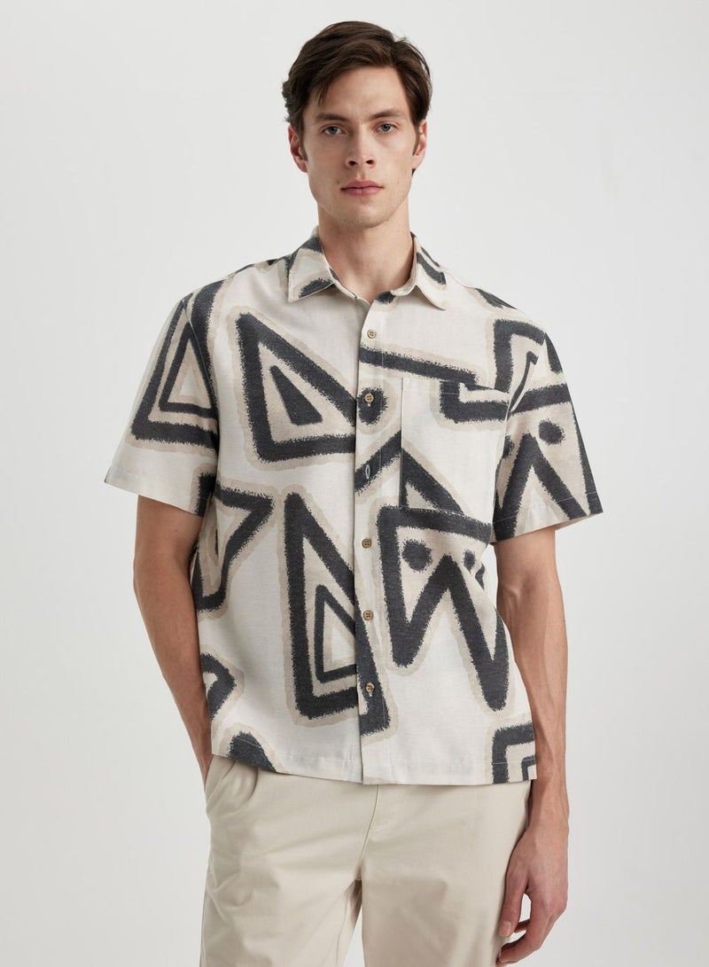 Relax Fit Polo Collar Short Sleeve Shirt