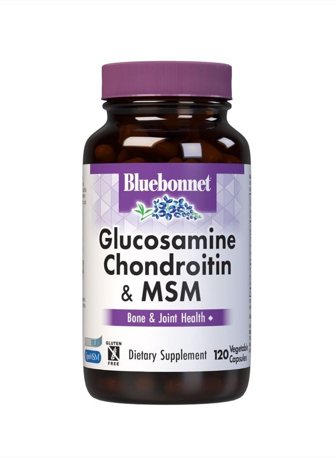 Nutrition Glucosamine Chondroitin & MSM, Glucosamine, Bone & Joint Health*, Non-GMO, Gluten-Free, Soy-Free, Dairy-Free, 120 Vegetable Capsules, 40 Servings