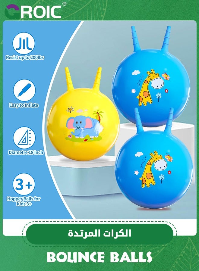 Bouncy Balls with Handle for Kids, Ride On Toys Balls for Toddlers,2 Pack Hopper Ball 18 Inch Size with Air Pump for Kids Jumping Sports Ride Games Balance Exercise Indoor Outdoor Fun,Jumping Ball