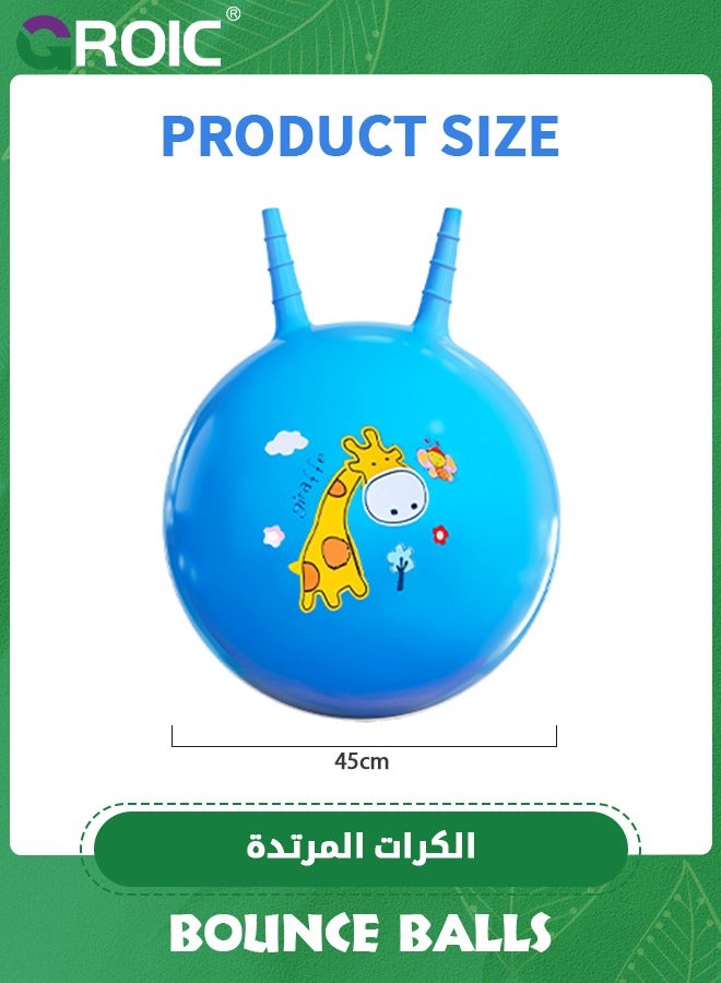 Bouncy Balls with Handle for Kids, Ride On Toys Balls for Toddlers,2 Pack Hopper Ball 18 Inch Size with Air Pump for Kids Jumping Sports Ride Games Balance Exercise Indoor Outdoor Fun,Jumping Ball