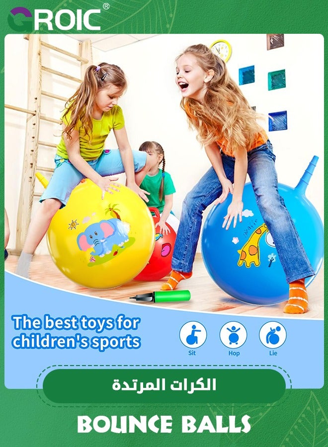 Bouncy Balls with Handle for Kids, Ride On Toys Balls for Toddlers,2 Pack Hopper Ball 18 Inch Size with Air Pump for Kids Jumping Sports Ride Games Balance Exercise Indoor Outdoor Fun,Jumping Ball
