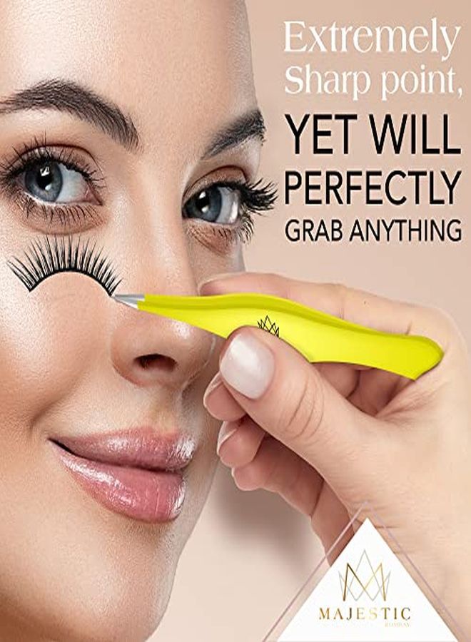 Rs For Ingrown Hair - Precision Sharp Needle Nose Pointed Tweezers For Splinters, Ticks & Glass Removal - Best For Eyebrow Hair, Facial Hair Removal (Yellow)