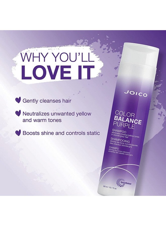 Color Balance Purple Shampoo & Conditioner Set ; Eliminate Brassy And Yellow Tones ; For Cool Blonde Or Gray Hair