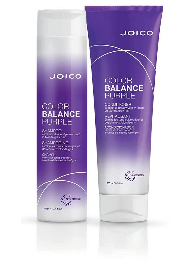Color Balance Purple Shampoo & Conditioner Set ; Eliminate Brassy And Yellow Tones ; For Cool Blonde Or Gray Hair