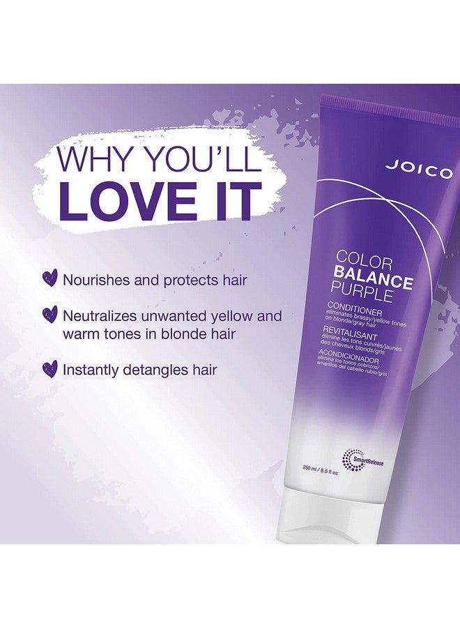 Color Balance Purple Shampoo & Conditioner Set ; Eliminate Brassy And Yellow Tones ; For Cool Blonde Or Gray Hair