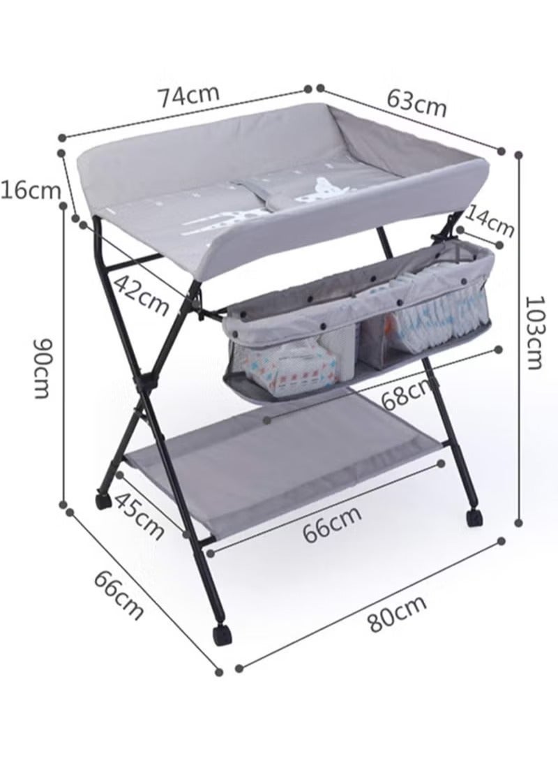 Portable Foldable Baby Diaper Changing Table With Wheels Mobile Nursery Organizer For Newborn Essentials