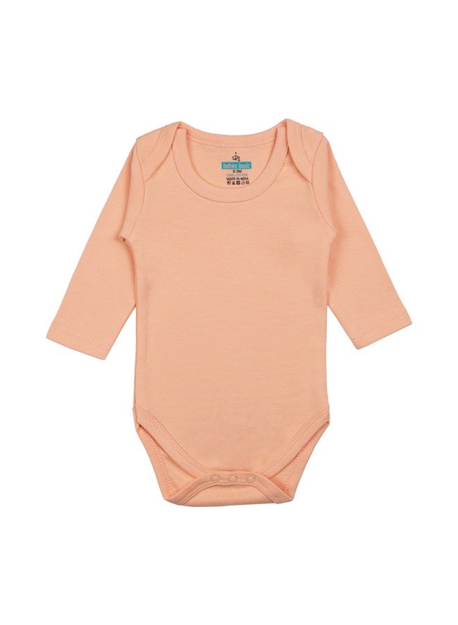 100% Super Combed Cotton, Long Sleeves Romper/Bodysuit, For New Born To 24Months, Set Of 6 - Blue, Orange, Brown