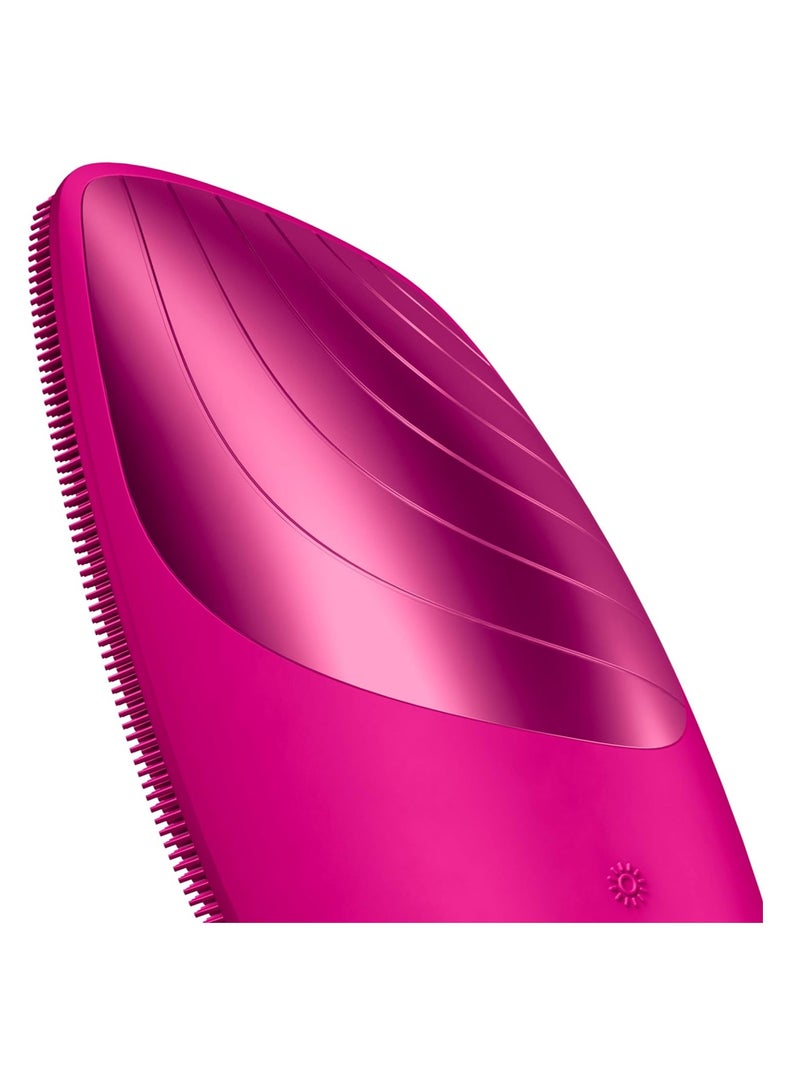 GESKE SmartAppGuided Sonic Thermo Facial Brush | 6 in 1 | Skin Cleansing | Cleansing Brush with Thermal Function | Facial Massager | Electric Facial Brush | Facial Cleansing Device - Magenta