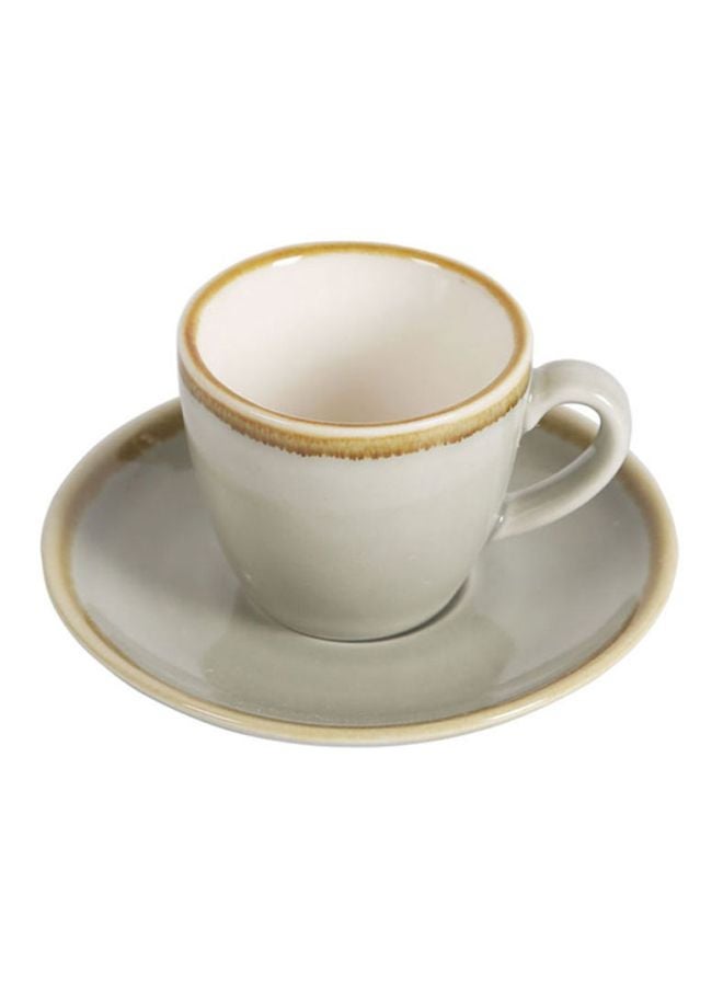 Kiln Coffee Cup And Saucer Light Grey 8.5x6x5.5cm