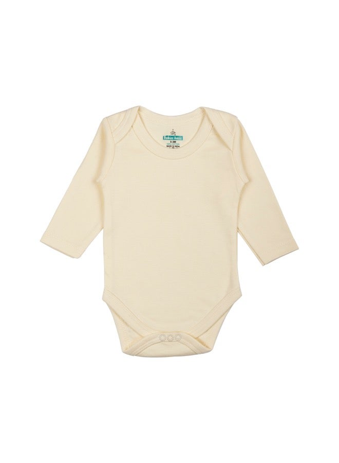 100% Super Combed Cotton, Long Sleeves Romper/Bodysuit, For New Born To 24Months, Set Of 6 - Pink, Lemon, Cream