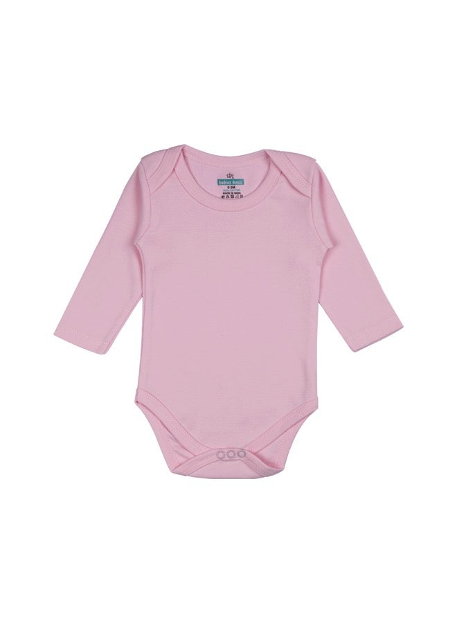 100% Super Combed Cotton, Long Sleeves Romper/Bodysuit, For New Born To 24Months, Set Of 6 - Pink, Lemon, Cream