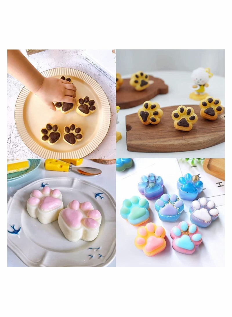 Silicone Chocolate Moulds, 3 PCS Non-Stick Puppy Dog Paw Shape Baking Trays, Frozen Treats Cookies Mould Ice Cube Trays Cake Decorations Soap Making Supplies Wax Melt Moulds - Blue, Pink