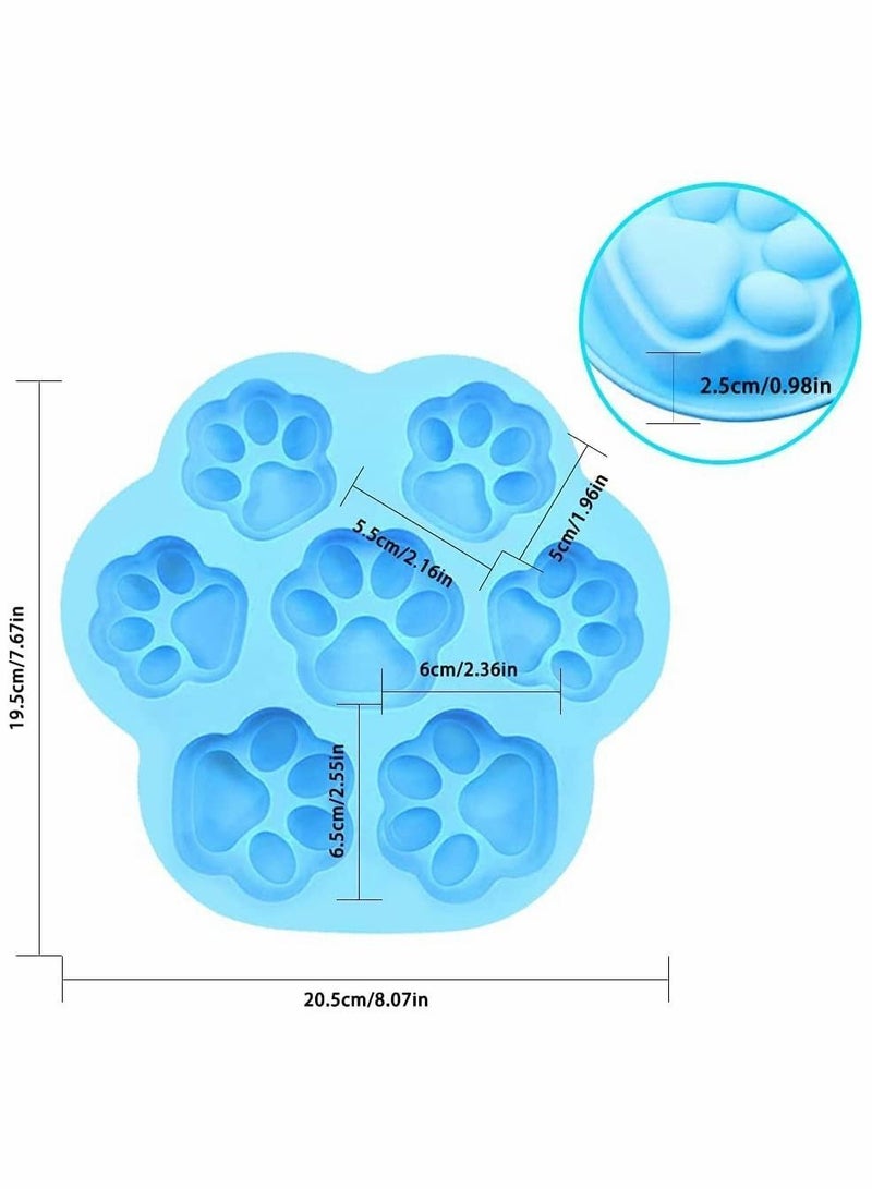 Silicone Chocolate Moulds, 3 PCS Non-Stick Puppy Dog Paw Shape Baking Trays, Frozen Treats Cookies Mould Ice Cube Trays Cake Decorations Soap Making Supplies Wax Melt Moulds - Blue, Pink