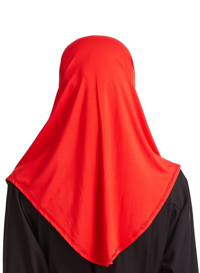 Women's Modal Stretch Long Scarf Solid Color Hijab Inner Cap Red