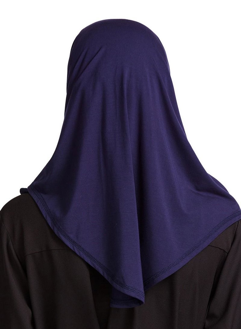 Women's Modal Stretch Long Scarf Solid Color Hijab Inner Cap Navy Blue