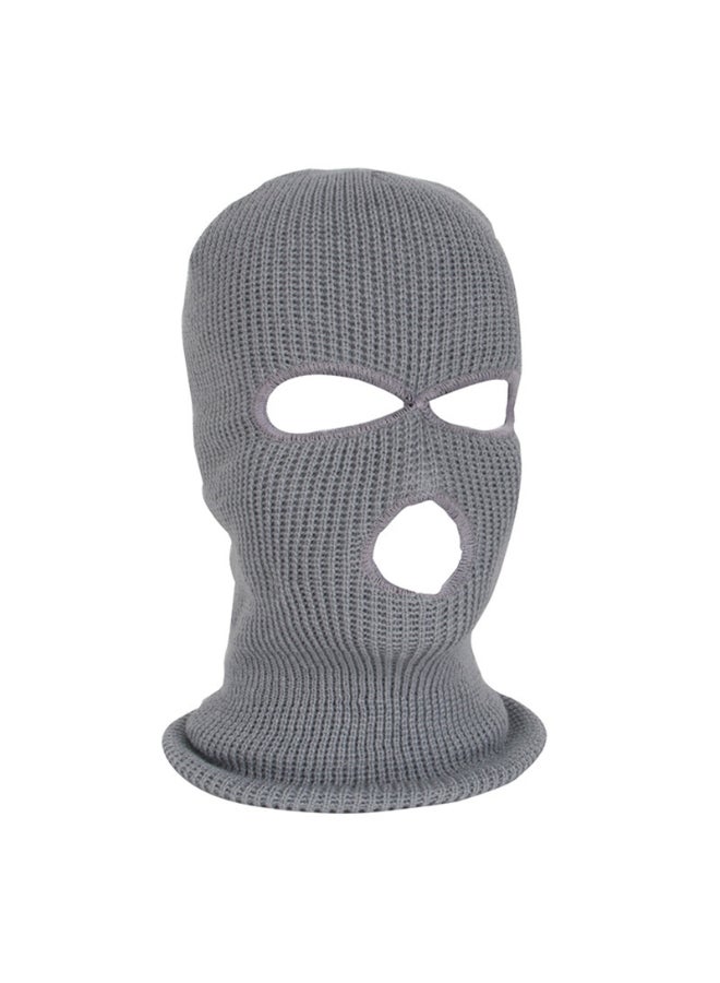 Three Hole Knitted Full Face Mask Light Grey