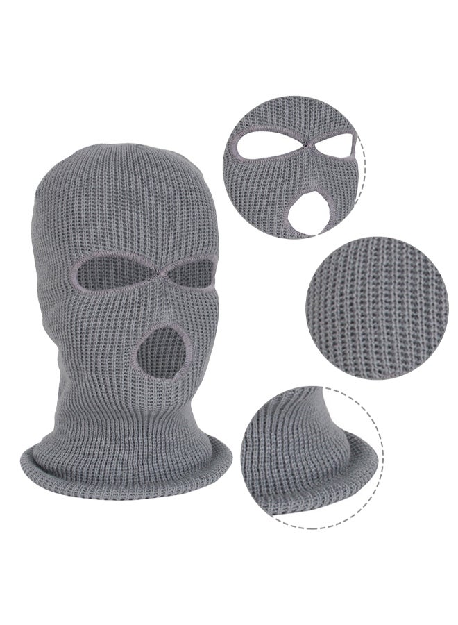 Three Hole Knitted Full Face Mask Light Grey