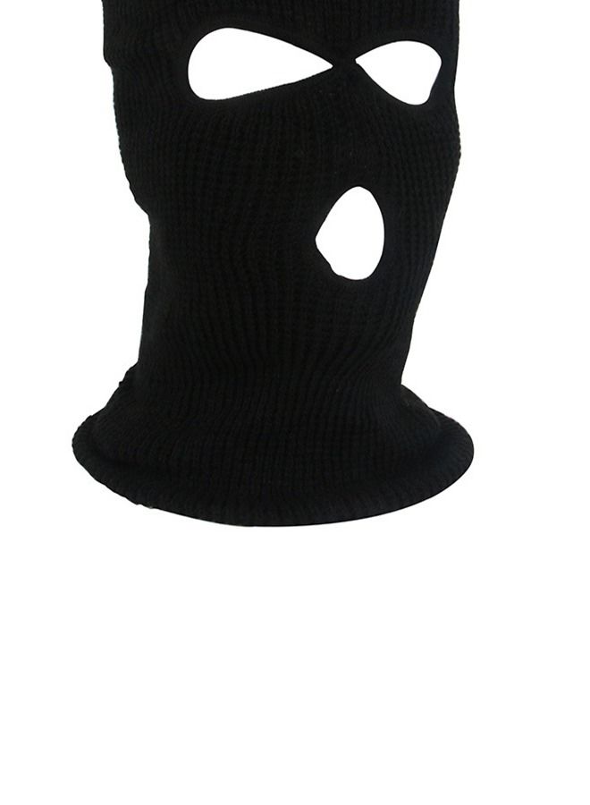 Cold Resistant Three-Hole Riding Mask Black