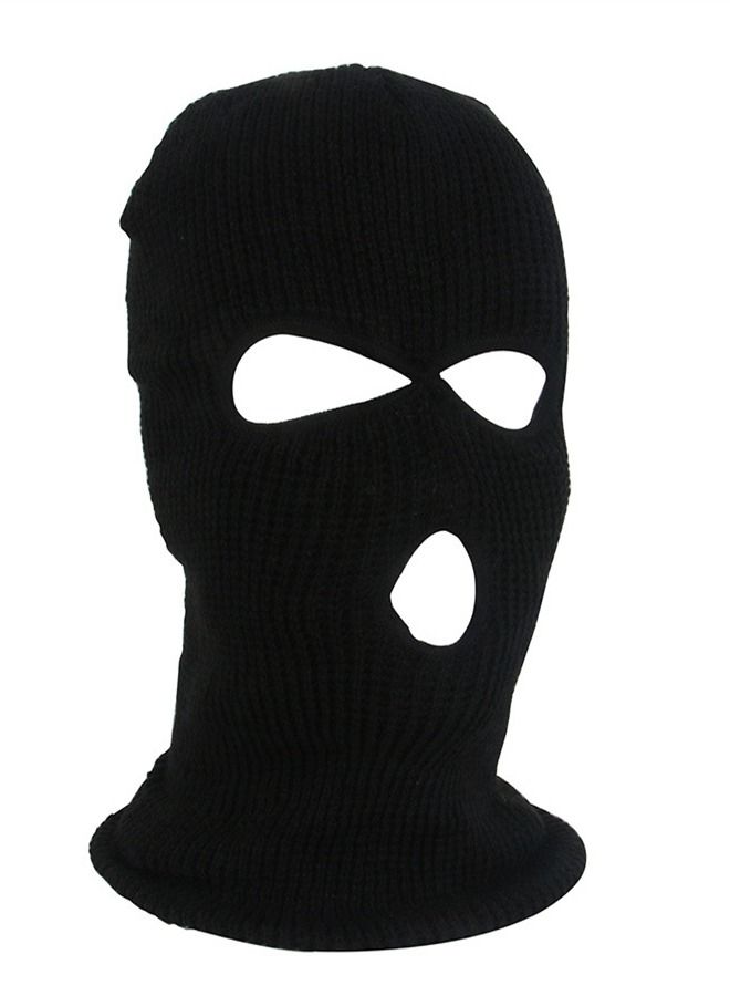 Cold Resistant Three-Hole Riding Mask Black