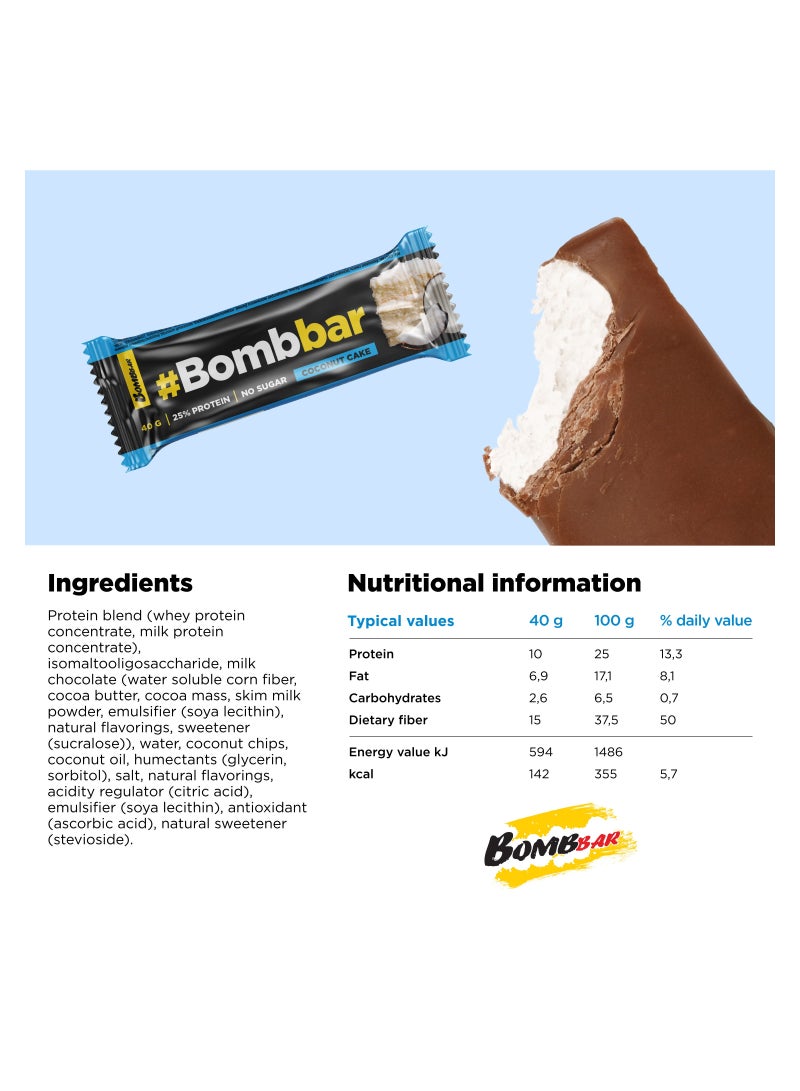 Chocolate Covered Protein Bar with Coconut Cake Flavor 12x40g