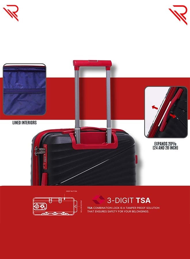 Reflection PP Luggage, Lightweight Hardshell, Expandable with 4 Spinner Wheels and TSA Lock (28-Inch, Black)