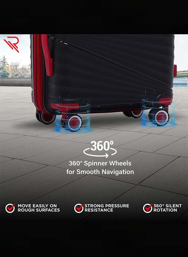 Reflection PP Luggage, Lightweight Hardshell, Expandable with 4 Spinner Wheels and TSA Lock (28-Inch, Black)