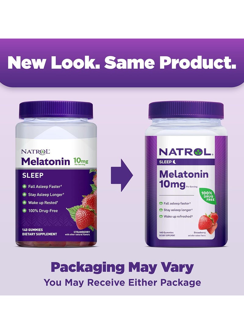 Melatonin 10mg, Strawberry 140 Gummies Packaging may vary