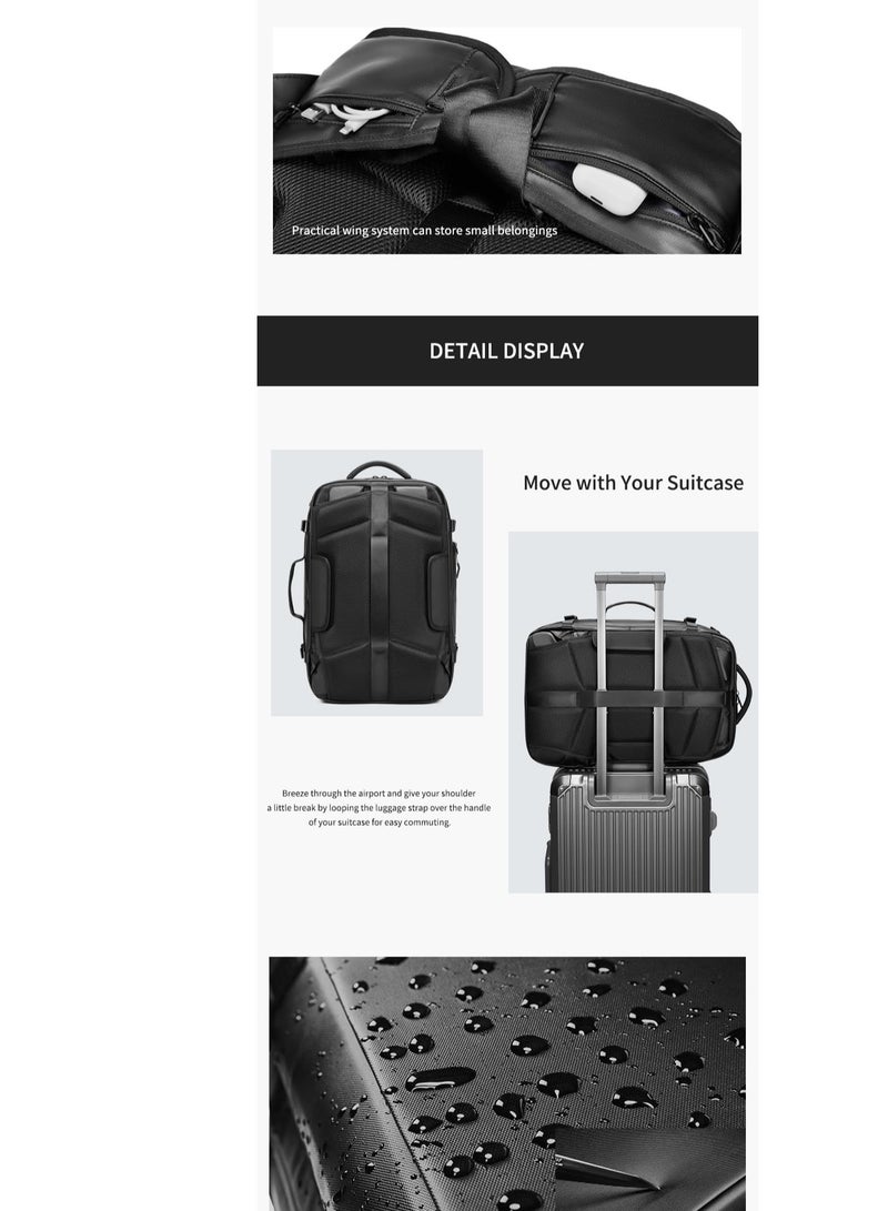 Skycare Business Travel Waterproof Backpack, Multi-functional Large Capacity Expandable Computer Bag for Handheld or Shoulder Carry