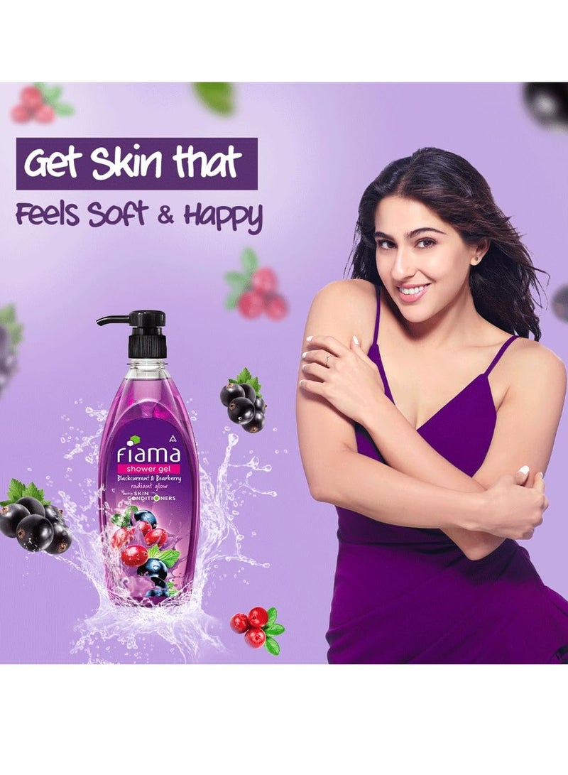 Fiama Body Wash Shower Gel Blackcurrant and Bearberry 500ml Body Wash for Women and Men with Skin Conditioners for Radiant Glow and Moisturised Skin Suitable for All Skin Types