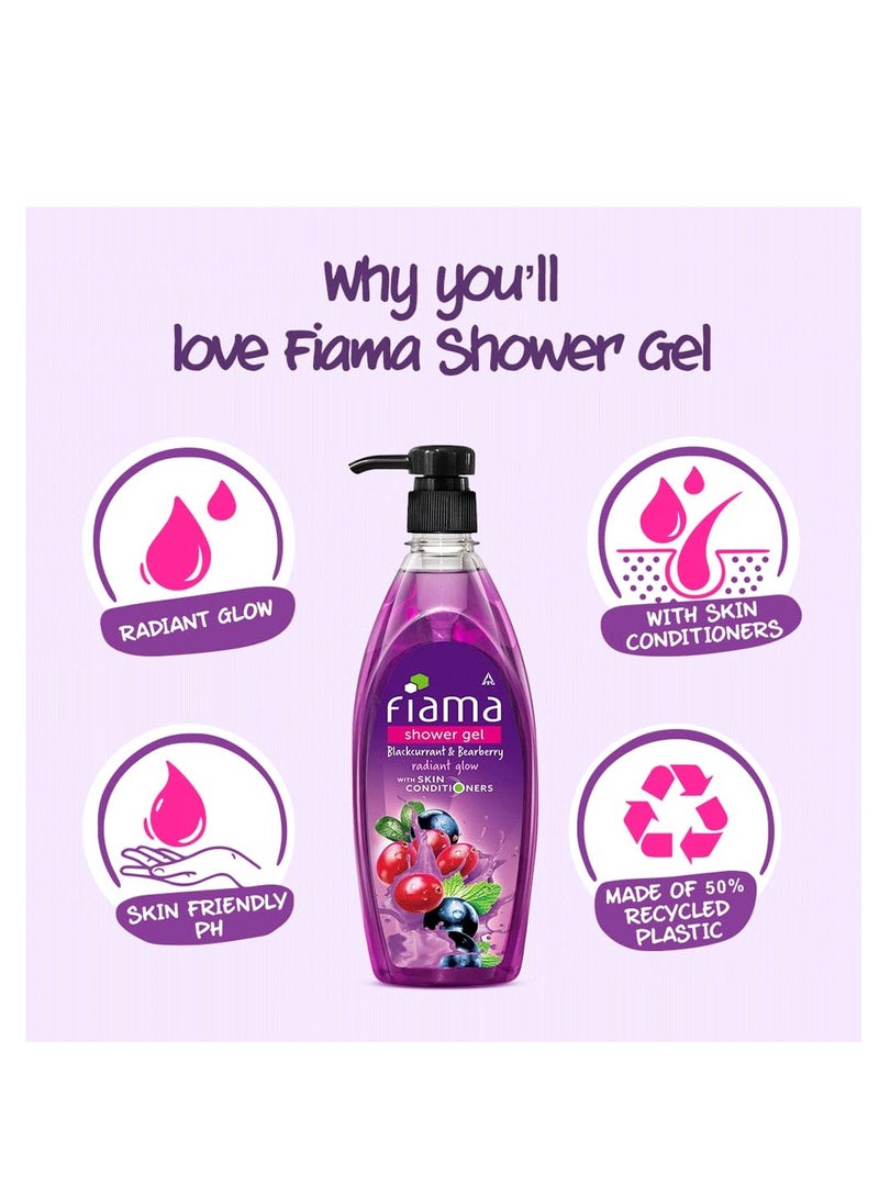 Fiama Body Wash Shower Gel Blackcurrant and Bearberry 500ml Body Wash for Women and Men with Skin Conditioners for Radiant Glow and Moisturised Skin Suitable for All Skin Types