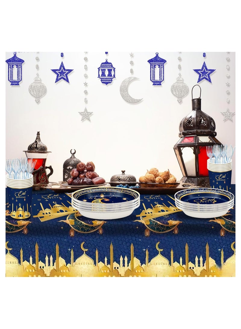 Eid Mubarak Tableware Set Pack of 176 for Eid Party Decorations