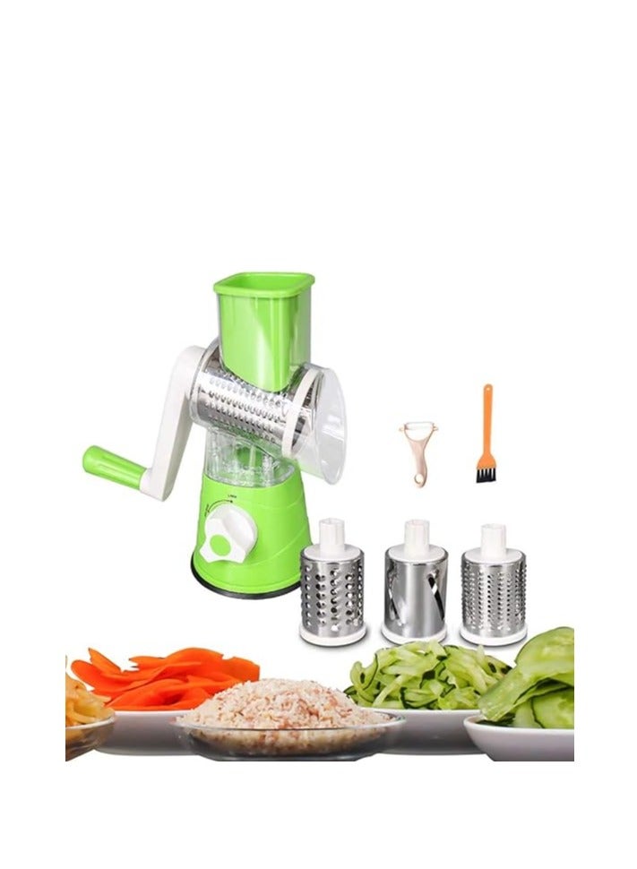 Rotary Cheese Grater 3-in-1 Mandoline Slicer Cheese Grinder for Potato Cucumber Carrot Cheese Green