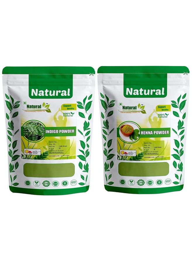 Natural Henna Powder And Natural Indigo Leaves Powder 100G Each Pack Of 2