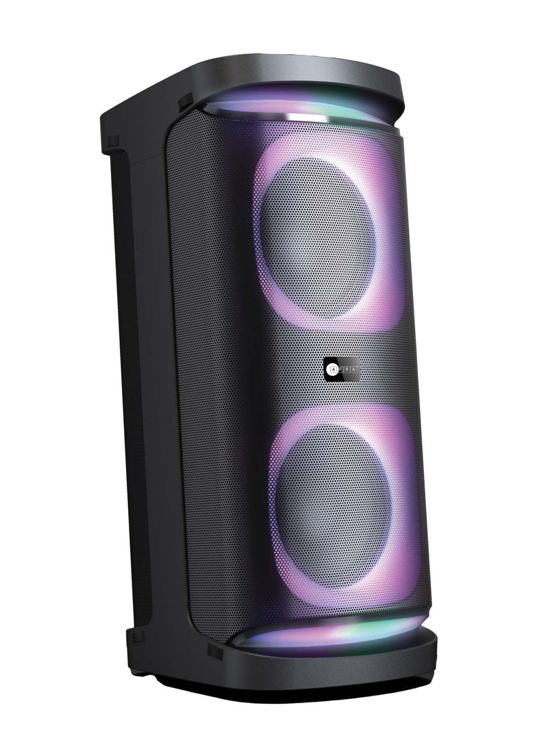 Party Speaker, 120 Watts, 24kg, 7000Ma Battery, Karaoke Mic, LED Speaker Lighting, ESMA Approved, 2 Years Warranty AF-120PSBK Black