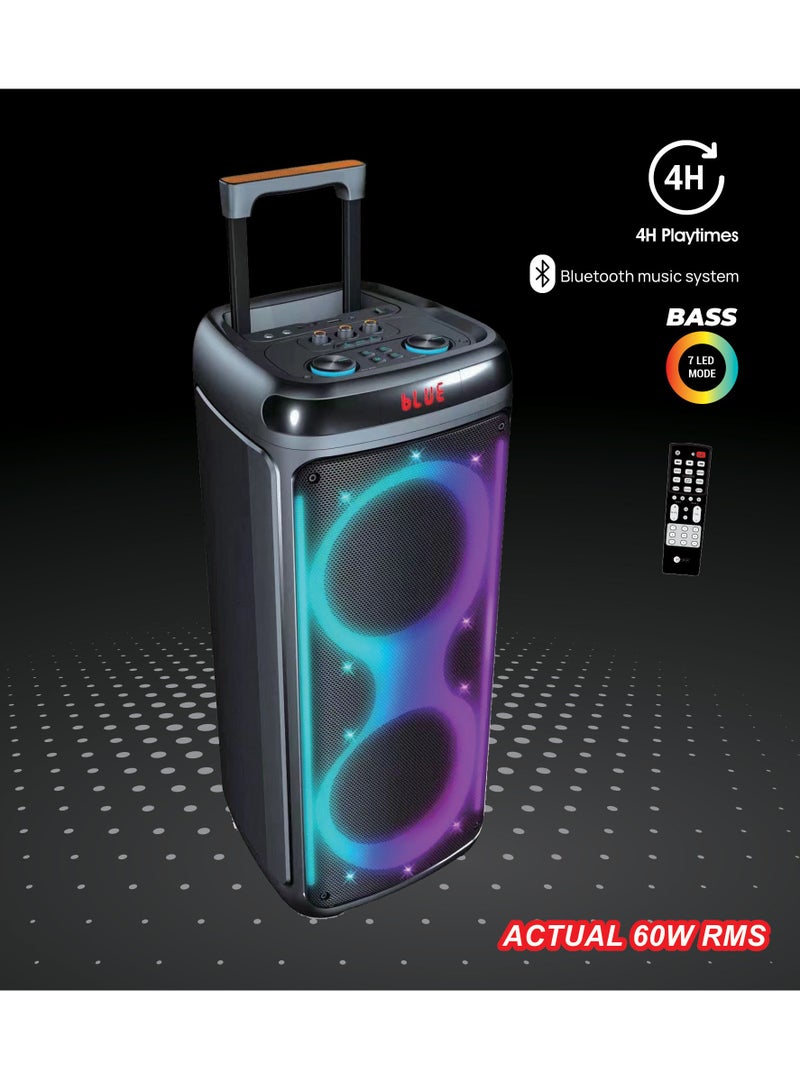 Trolley Speaker, 60 Watts, 6.5kg, 4000Ma Battery, Dual Speakers, True Wireless Stereo, ESMA Approved, 2 Years Warranty AF-60TSBK Black