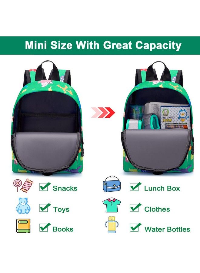Toddler Harness Backpack Leash Baby Dinosaur Backpacks With Anti Lost Wrist Link Cute Mini Child Backpack Wristband Tether Strap And Protection Leashes For Baby Boys (Green)