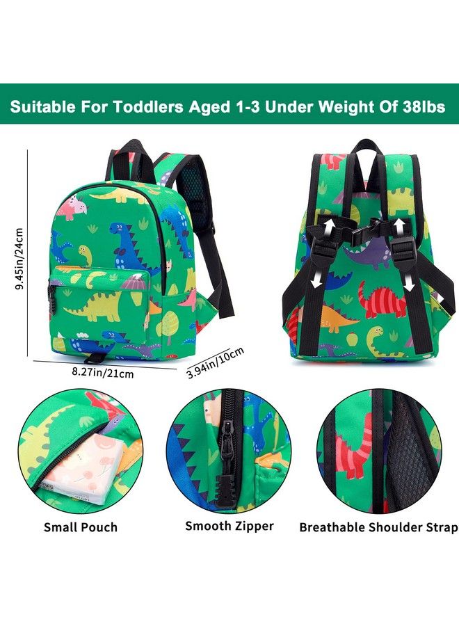 Toddler Harness Backpack Leash Baby Dinosaur Backpacks With Anti Lost Wrist Link Cute Mini Child Backpack Wristband Tether Strap And Protection Leashes For Baby Boys (Green)