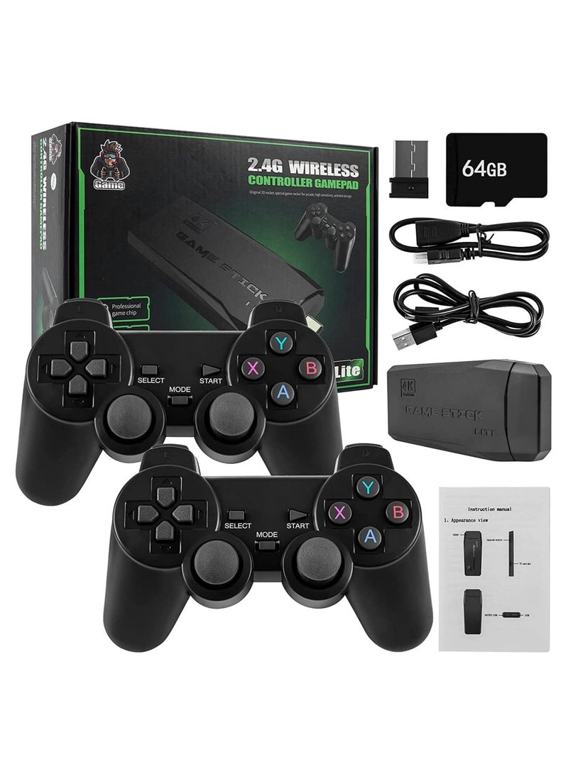 Wireless HDMI High-Definition Game Console,Built-in 10000+ Games with Hidden USB Flash Drive Design ,Plug and Play Video Game Stick,Supports 9 emulators, 64G