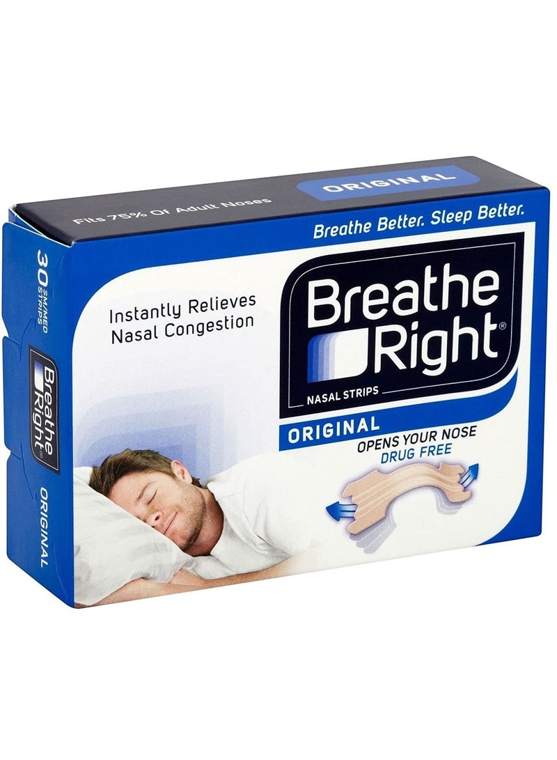 Breathe Right Nasal Strips Original Tan 30 Strips