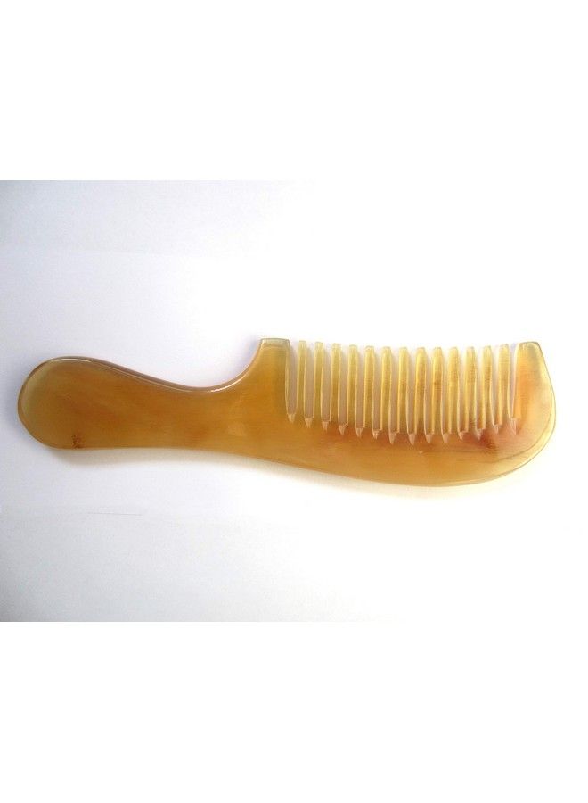 Sh1Wmt Wide Tooth 100% Handmade Premium Quality Natural Sheep Horn Comb With Handle(7.5Long)