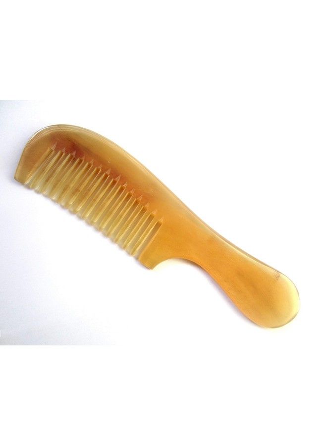 Sh1Wmt Wide Tooth 100% Handmade Premium Quality Natural Sheep Horn Comb With Handle(7.5Long)