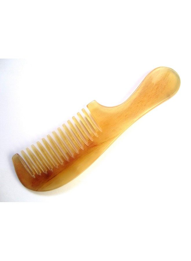 Sh1Wmt Wide Tooth 100% Handmade Premium Quality Natural Sheep Horn Comb With Handle(7.5Long)
