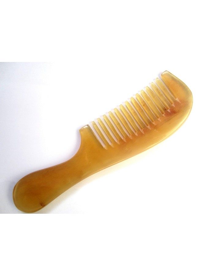 Sh1Wmt Wide Tooth 100% Handmade Premium Quality Natural Sheep Horn Comb With Handle(7.5Long)
