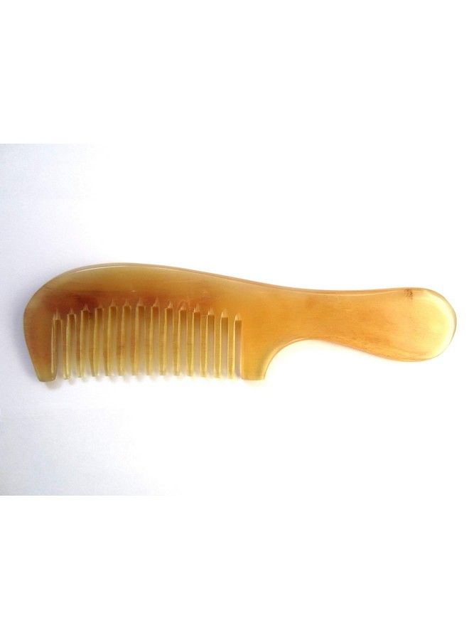 Sh1Wmt Wide Tooth 100% Handmade Premium Quality Natural Sheep Horn Comb With Handle(7.5Long)