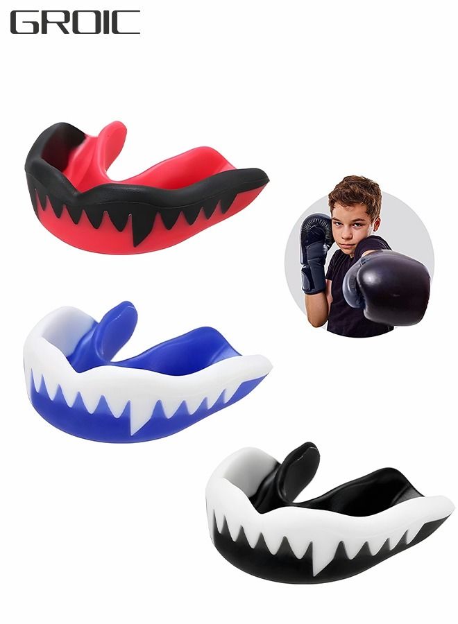 3 Pack EVA Mouthguards with Case, Sport Mouth Guards Mouthguard Gum Guard, Mouthguard Slim Fit for Boxing, Basketball, Hockey, Soccer