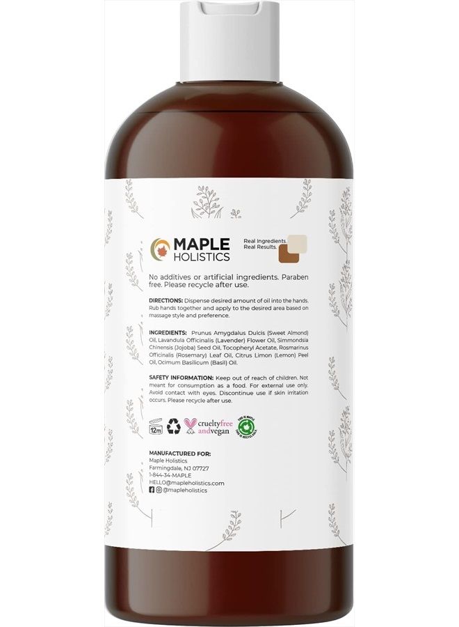 Relaxing Massage Oil for Massage Therapy - Sore Muscle Oil Massage Oil with Lavender and Rosemary Oils for Muscle Relief - Full Body Warming Massage Oil for Sore Muscles for Pro or Home Use (16oz)