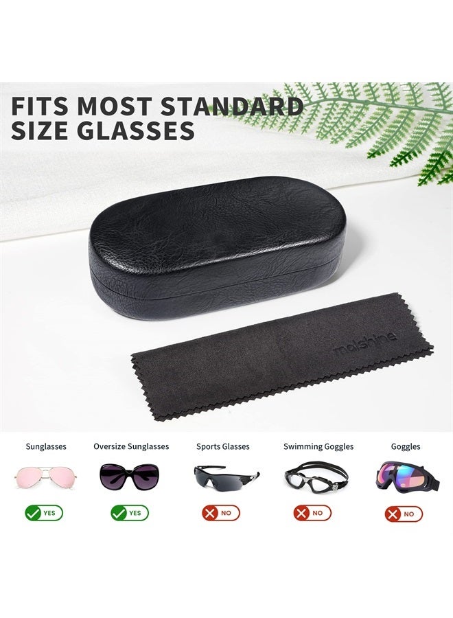 Hard Shell Sunglasses Case, Classic Large Glasses Case for Women Men, Sunglass Eyeglasses (Black)
